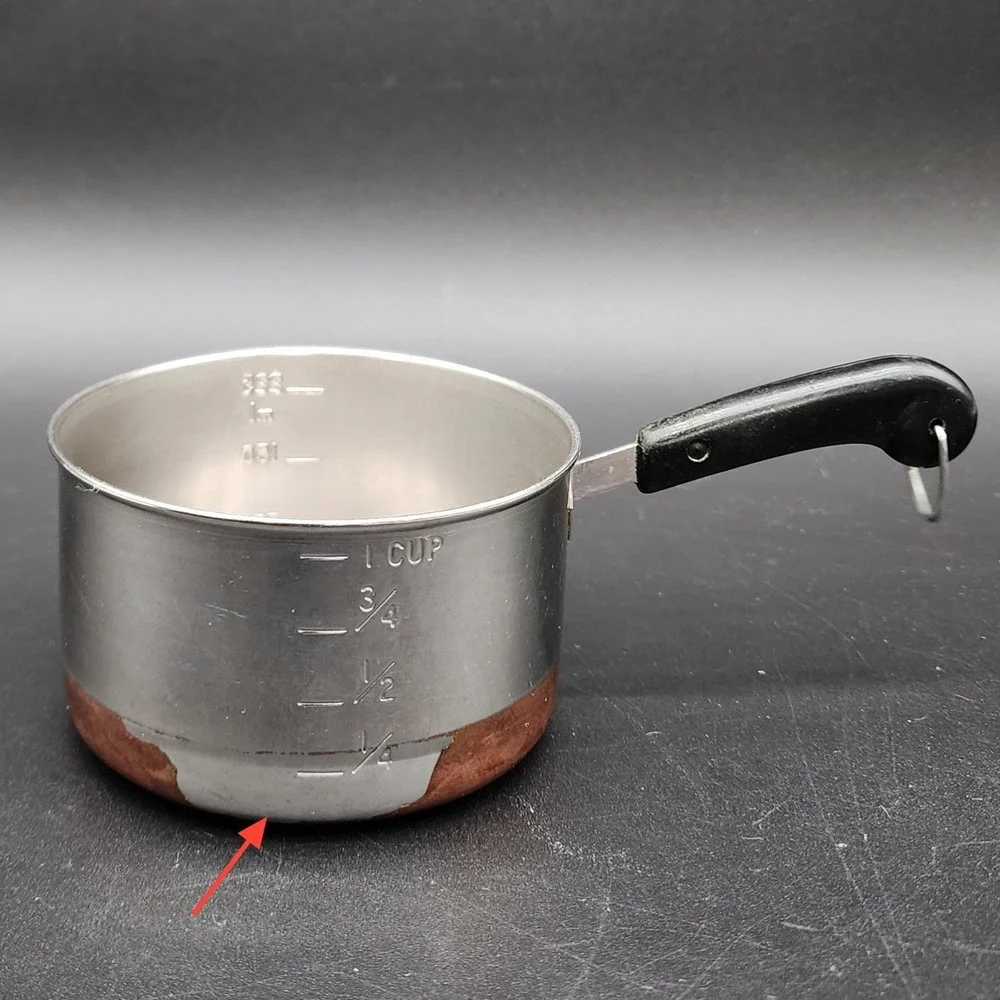 Revere Ware 1 Cup Silver Copper Bottom Mini Measuring Pot Vintage Kitchen Decor